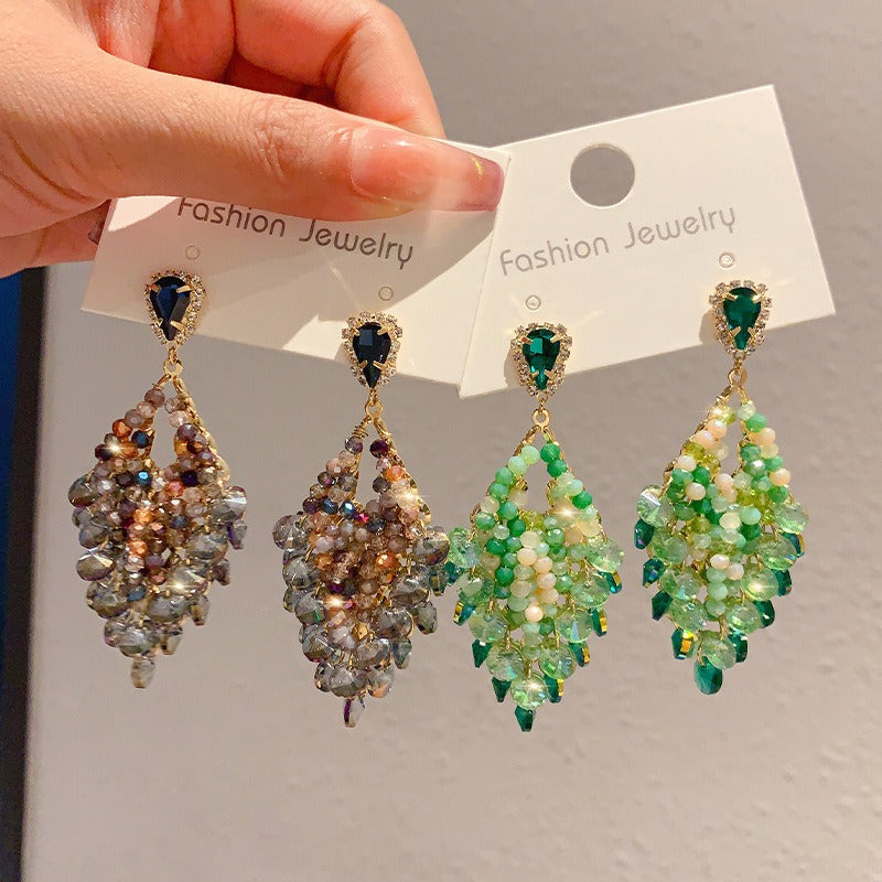 Handmade Boho Rhinestone Earrings Vintage Dangle Drop Earrings