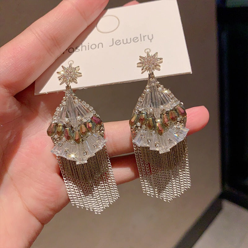 S925 Silver Boho Earrings Vintage Beaded Earrings Retro Dangle Earrings
