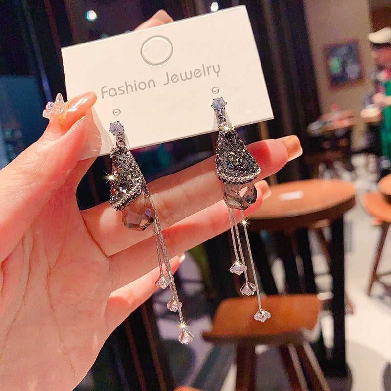 Linglang S925 Silver Boho Earrings Vintage Beaded Dangle Earrings Swarovski Crystal Earrings Retro Jewelry