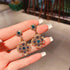 Sterling Boho Drop Earrings Retro Beaded Earrings Vintage Rhinestone Dangle Earrings