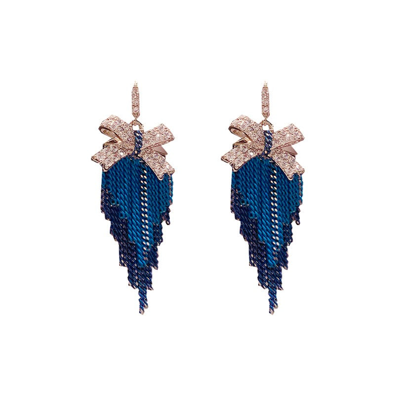 Linglang Vintage S925 Silver Earrings Dangle Earrings Tassel Earrings Retro Jewelry