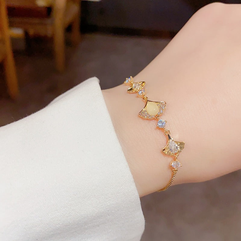 Dainty Opal 14K Gold Plated Bracelet Beaded Bracelet