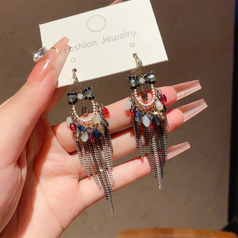Handmade Boho Beaded Earrings Retro Tassel Earrings Drop Dangle Earrings