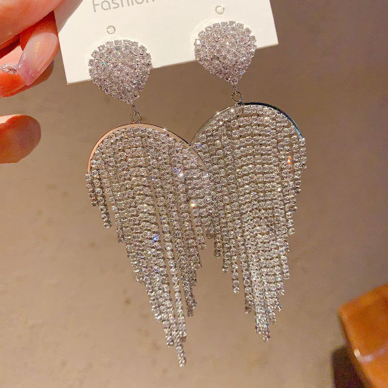 Linglang Dainty Sparkling Earrings Long Tassel Earrings Chic Dangle Earrings