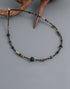 Linglang Natural Stone Black Agate Handmade Beaded Necklace Vintage Crystal Necklace Retro Jewelry for Girls