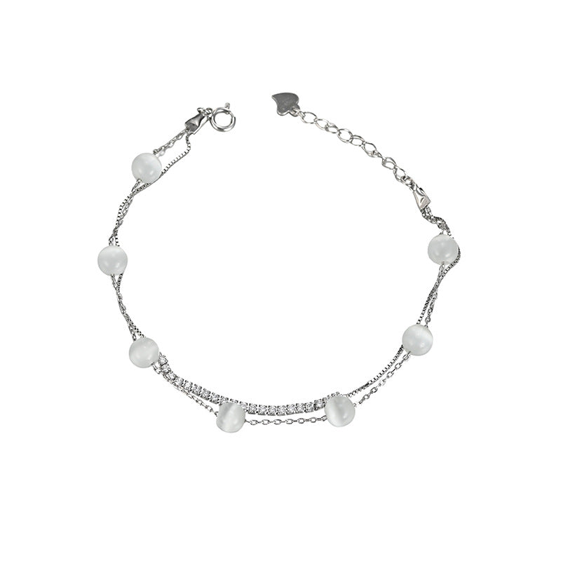 Linglang Silver Bracelets Trendy Silver Chain Layering Bracelet Stack Waterproof Jewelry for Women Teen Girls Gift