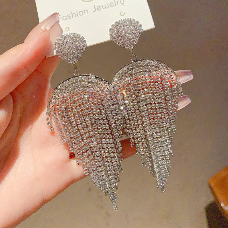 Linglang Dainty Sparkling Earrings Long Tassel Earrings Chic Dangle Earrings