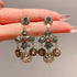 Linglang S925 Silver Boho Earrings Beaded Earrings Flower Dangle Earrings Vintage Beaded Jewelry