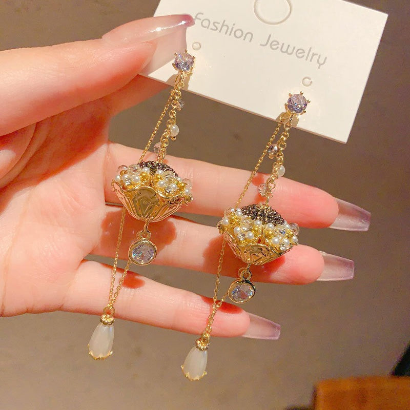 Handmade Boho Drop Earrings Beaded Dangle Earrings Pearl Jewelry