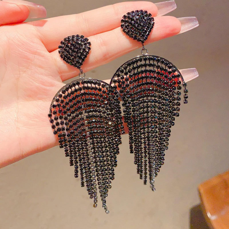 Linglang Dainty Sparkling Earrings Long Tassel Earrings Chic Dangle Earrings