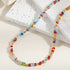 Linglang Boho Colored Necklace Irregular Crystal Necklace Bracelet Set Beaded Necklace Chain Summer Jewelry