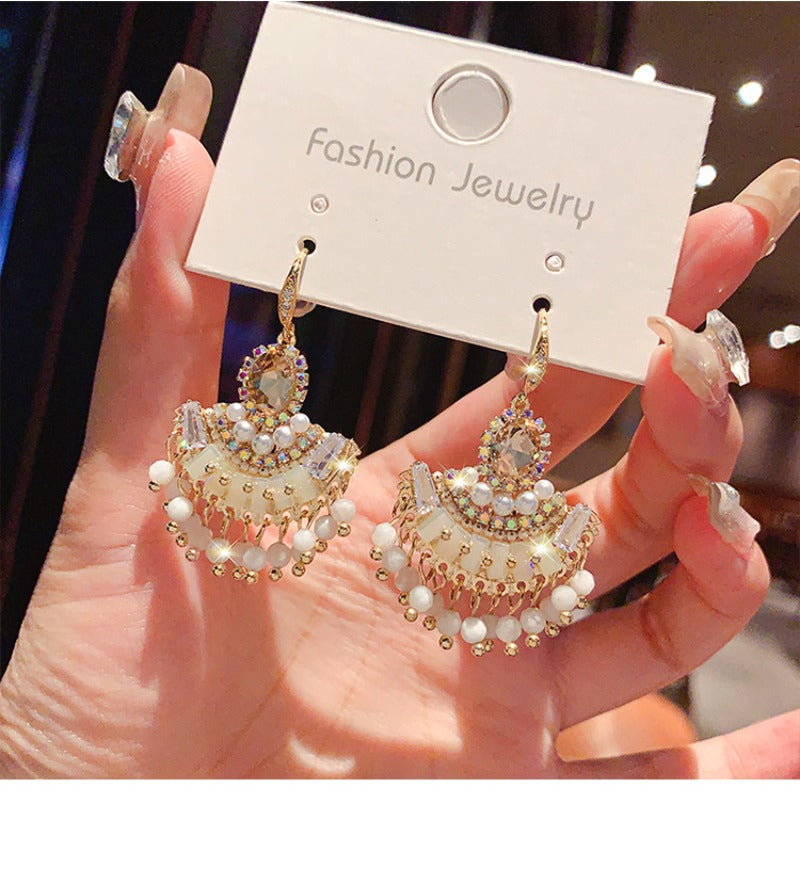 Boho Beaded Earrings Vintage Pearl Earrings Chic Dangle Earrings