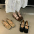 Square Toe Flats Retro Mary Jane Shoes with Strap Red Ballet Flats Mary Jane Flats Slip On Shoes