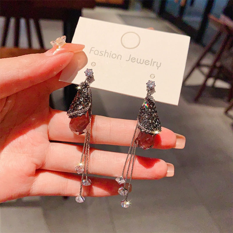 Linglang S925 Silver Boho Earrings Vintage Beaded Dangle Earrings Swarovski Crystal Earrings Retro Jewelry