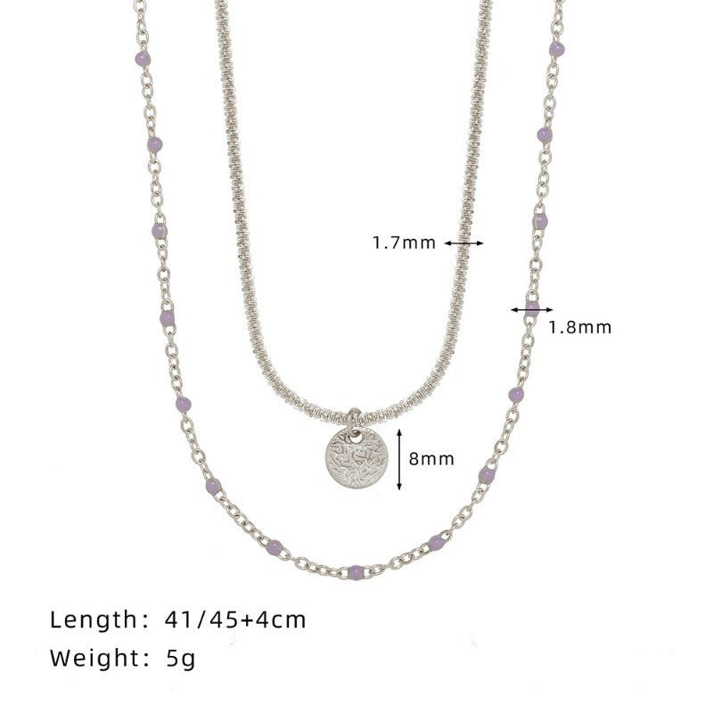 Linglang 18K Gold Plated Layered Necklace Retro Beaded Necklace Chain Gold Dainty Choker for Women