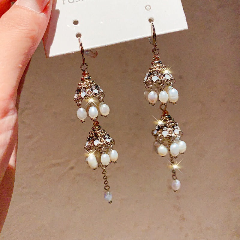 Linglang Pearl Drop Earrings Boho Earrings Pearl Earrings Beaded Earrings Pearl Jewelry for Women