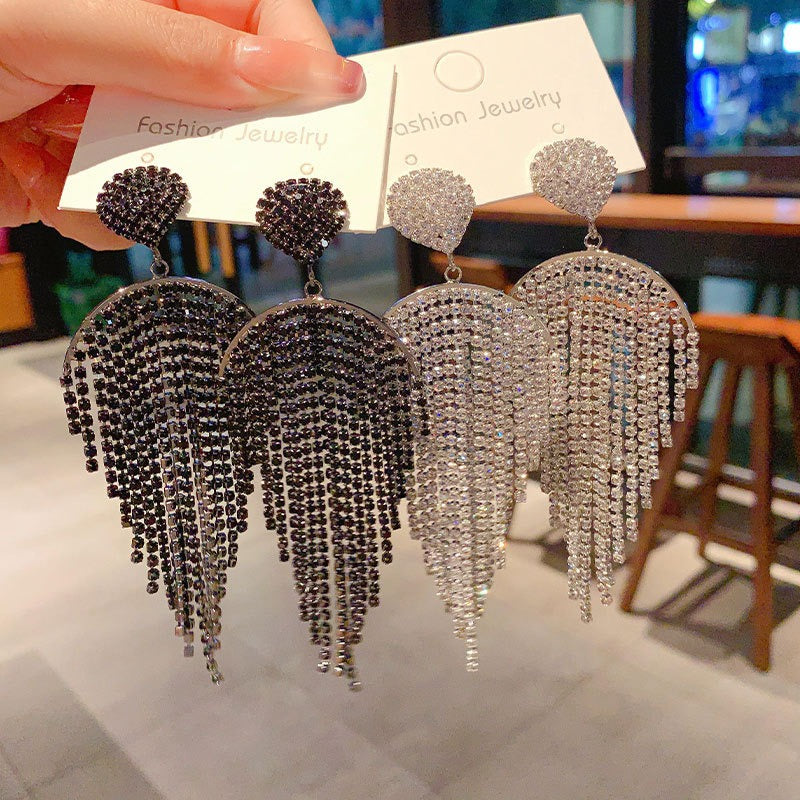Linglang Dainty Sparkling Earrings Long Tassel Earrings Chic Dangle Earrings