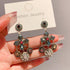 Linglang S925 Silver Boho Earrings Beaded Earrings Flower Dangle Earrings Vintage Beaded Jewelry