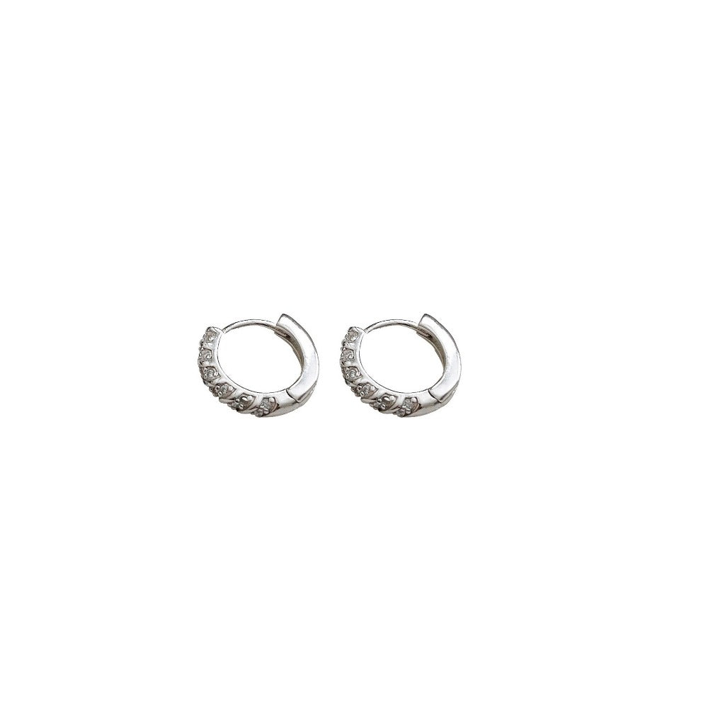 Linglang S925 Sterling Silver Small Hoop Earrings Cubic Zirconia Huggie Hoop Earrings Cuff Tiny Hoop Earrings
