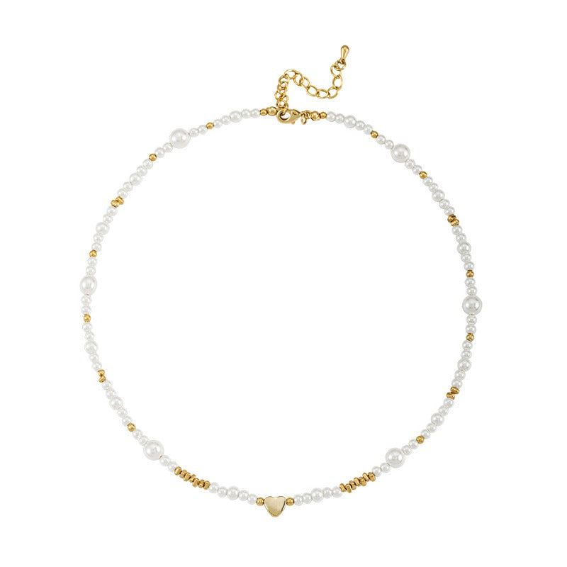 Linglang Handmade Beaded Necklace Glass Beads Chain Choker Pearl Necklace Chic Jewelry Gifts