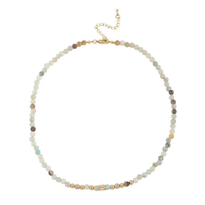 Linglang Beaded Necklaces for Women Natural Stone Summer Beach Gemstone Necklaces Beaded Choker