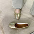 Soft Silver Ballet Flats Shoes Slip on Flats Retro Pointed Toe Flats Women's Flats