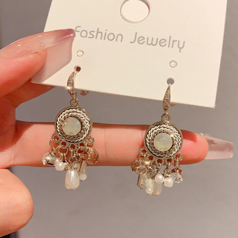 Handmade Boho Beaded Earrings Vintage Dangle Earrings Pearl Earrings