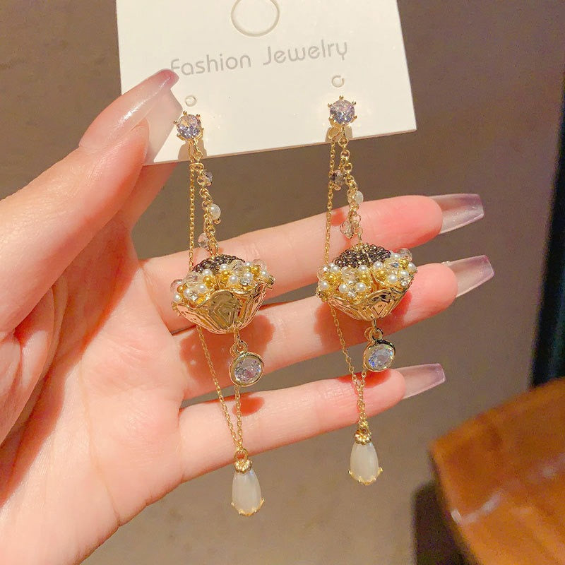 Handmade Boho Drop Earrings Beaded Dangle Earrings Pearl Jewelry