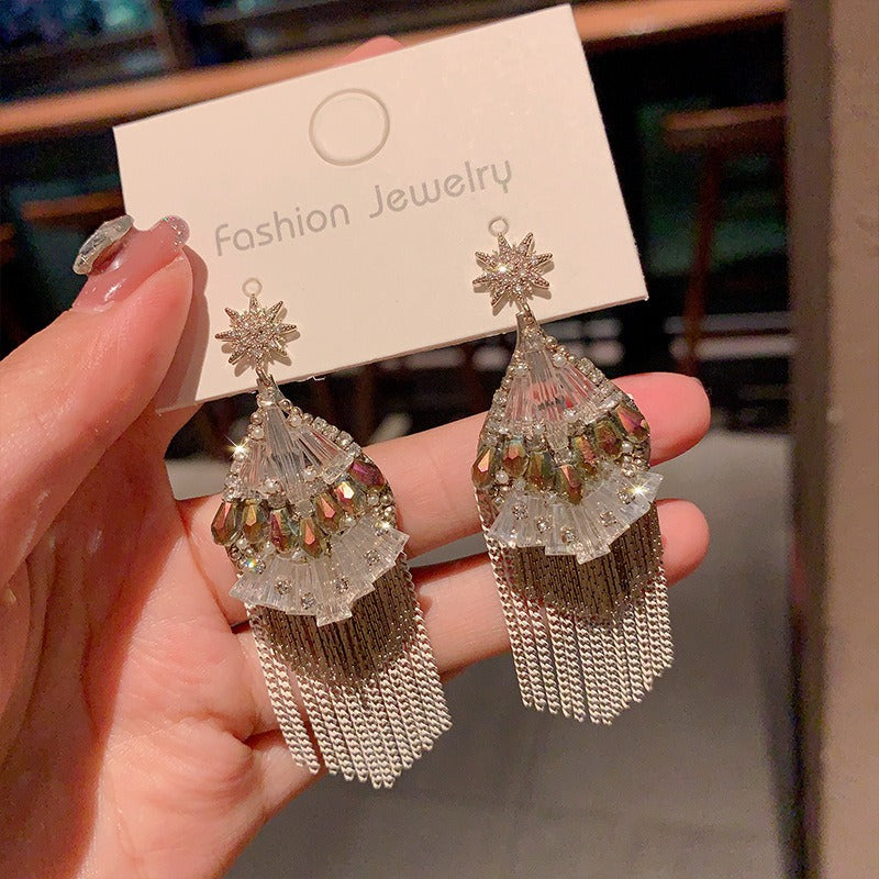 S925 Silver Boho Earrings Vintage Beaded Earrings Retro Dangle Earrings