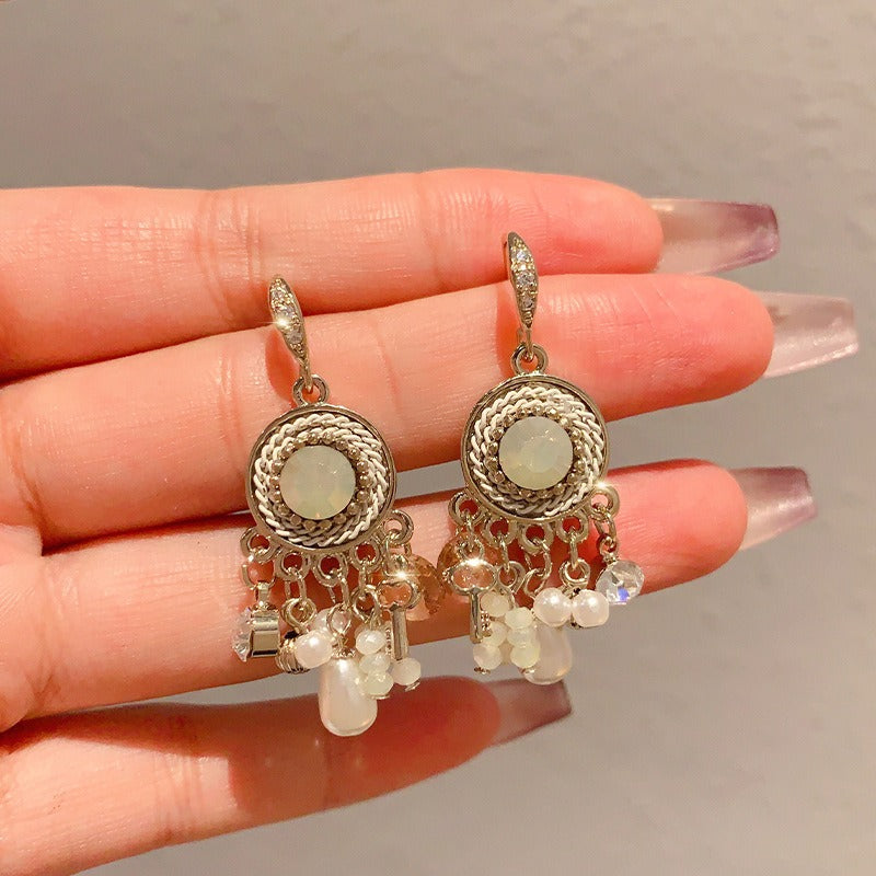 Handmade Boho Beaded Earrings Vintage Dangle Earrings Pearl Earrings