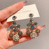 Linglang S925 Silver Boho Earrings Beaded Earrings Flower Dangle Earrings Vintage Beaded Jewelry