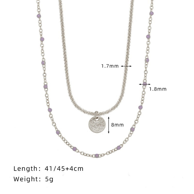 Linglang 18K Gold Plated Layered Necklace Retro Beaded Necklace Chain Gold Dainty Choker for Women
