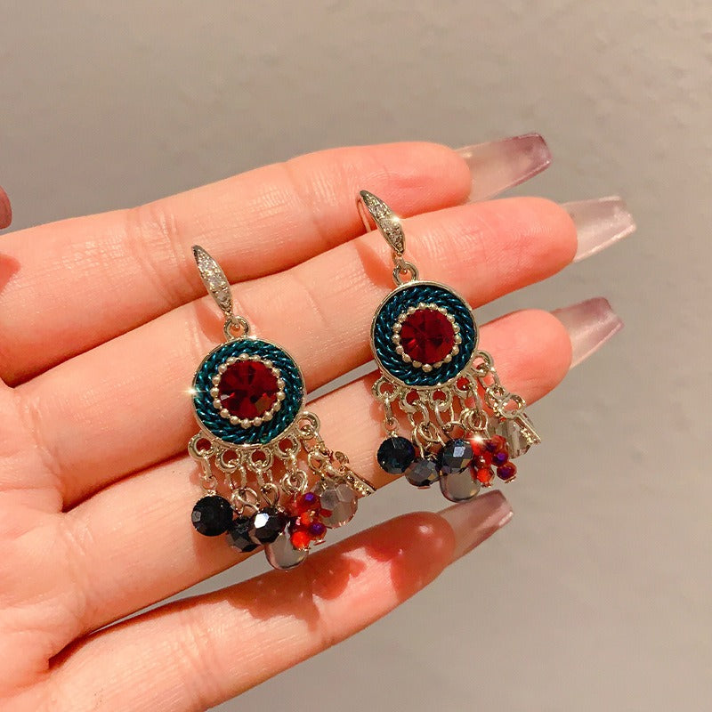 Handmade Boho Beaded Earrings Vintage Dangle Earrings Pearl Earrings