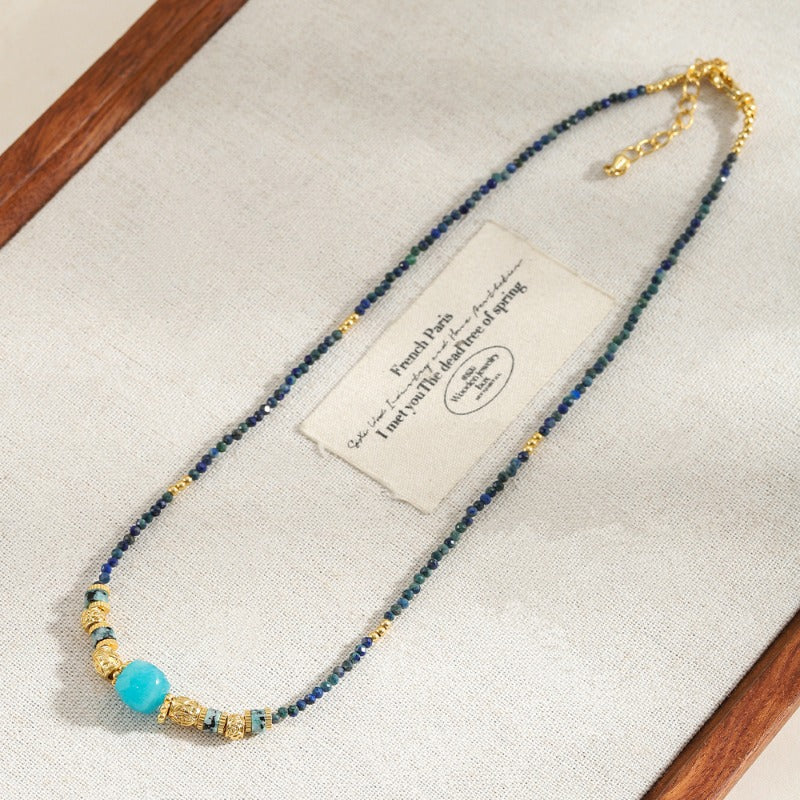 Linglang Boho Necklaces for Women Natural Stone Beaded Necklace Choker Handmade Jewelry Gift