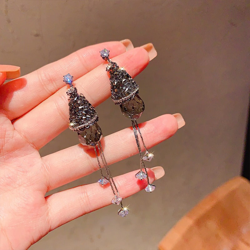 Linglang S925 Silver Boho Earrings Vintage Beaded Dangle Earrings Swarovski Crystal Earrings Retro Jewelry