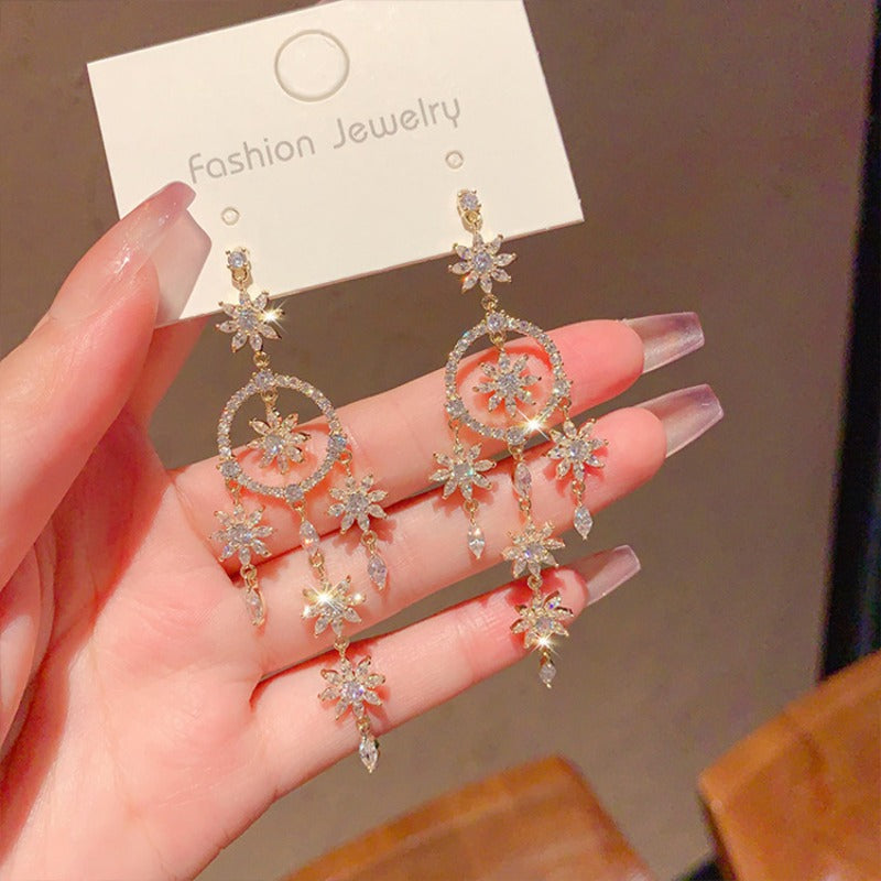Linglang S925 Silver Earrings Sterling Dangle Earrings Boho Statement Earrings Dainty Drop Earrings for Women