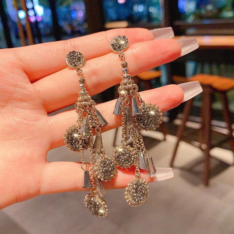 S925 Silver Earrings Boho Drop Earrings Long Beaded Dangle Earrings