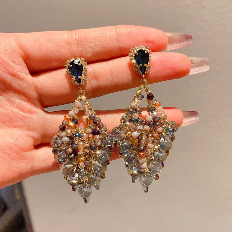 Handmade Boho Rhinestone Earrings Vintage Dangle Drop Earrings