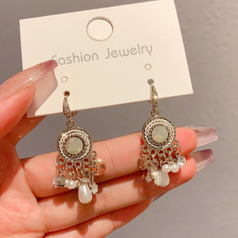 Handmade Boho Beaded Earrings Vintage Dangle Earrings Pearl Earrings