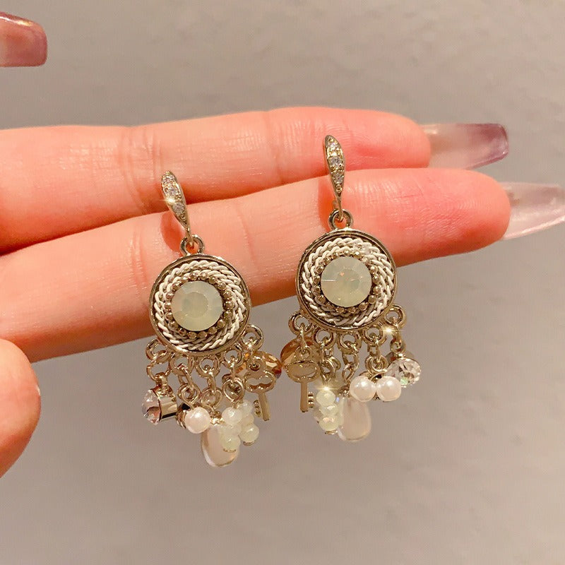 Handmade Boho Beaded Earrings Vintage Dangle Earrings Pearl Earrings