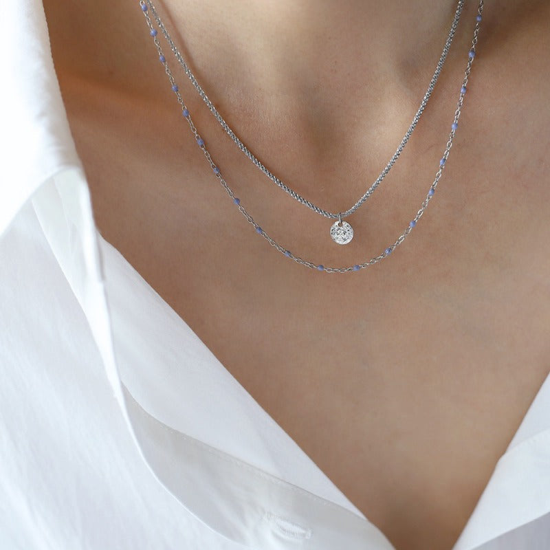 Linglang 18K Gold Plated Layered Necklace Retro Beaded Necklace Chain Gold Dainty Choker for Women