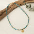 Handmade Vintage Natural Blue Apatite Beaded Necklace Pendant Turquoise Choker Necklace