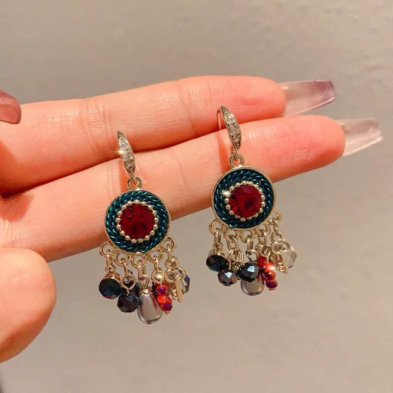 Handmade Boho Beaded Earrings Vintage Dangle Earrings Pearl Earrings