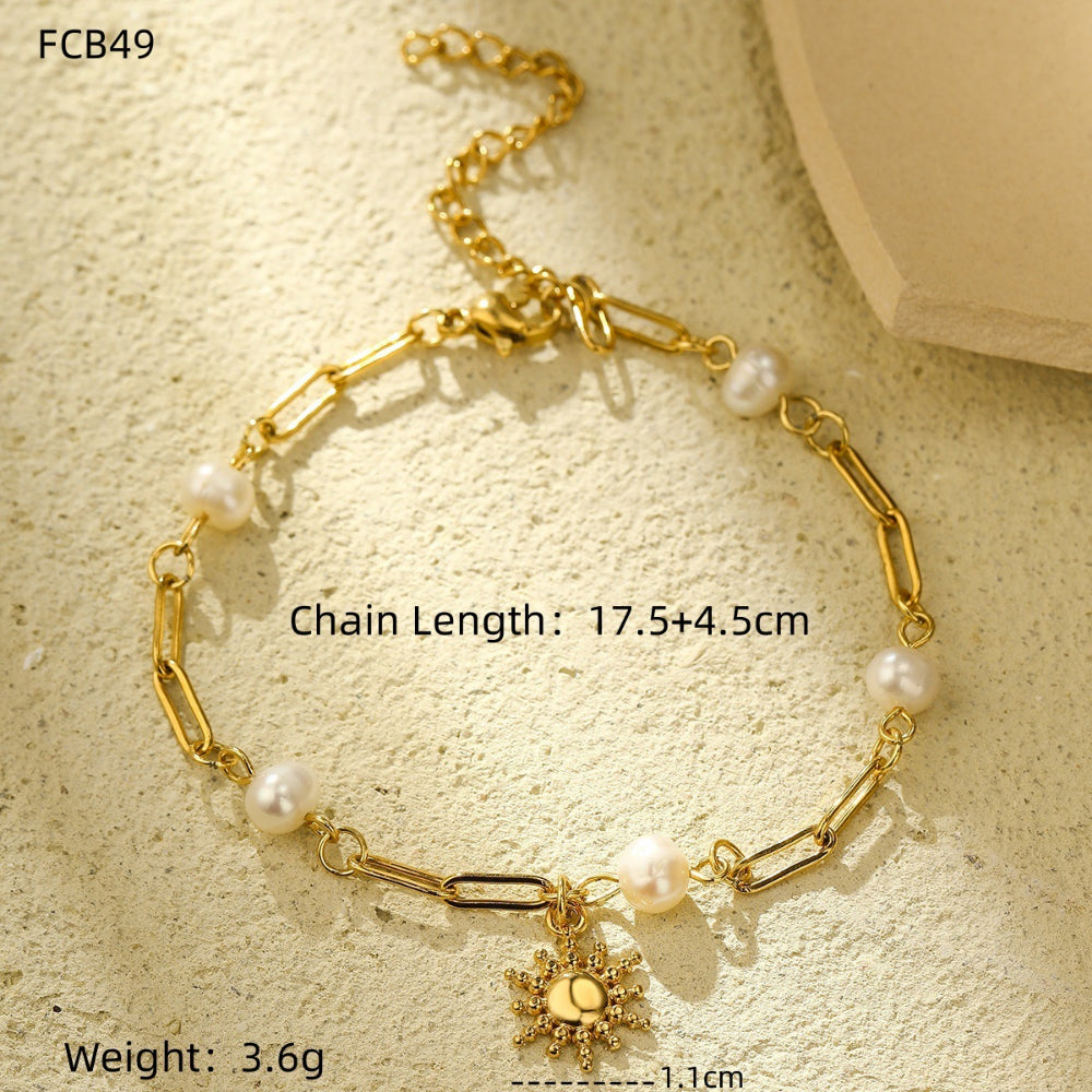 Linglang 18K Gold Plated Bracelet for Women Beaded Bracelet Minimalist Layering Jewelry Gold Jewelry Gift