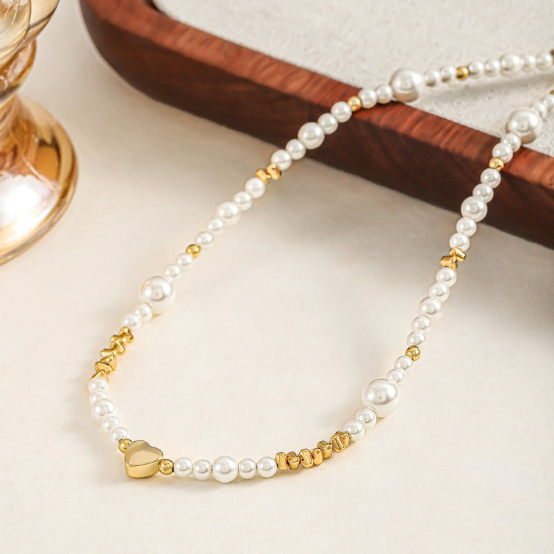 Linglang Handmade Beaded Necklace Glass Beads Chain Choker Pearl Necklace Chic Jewelry Gifts