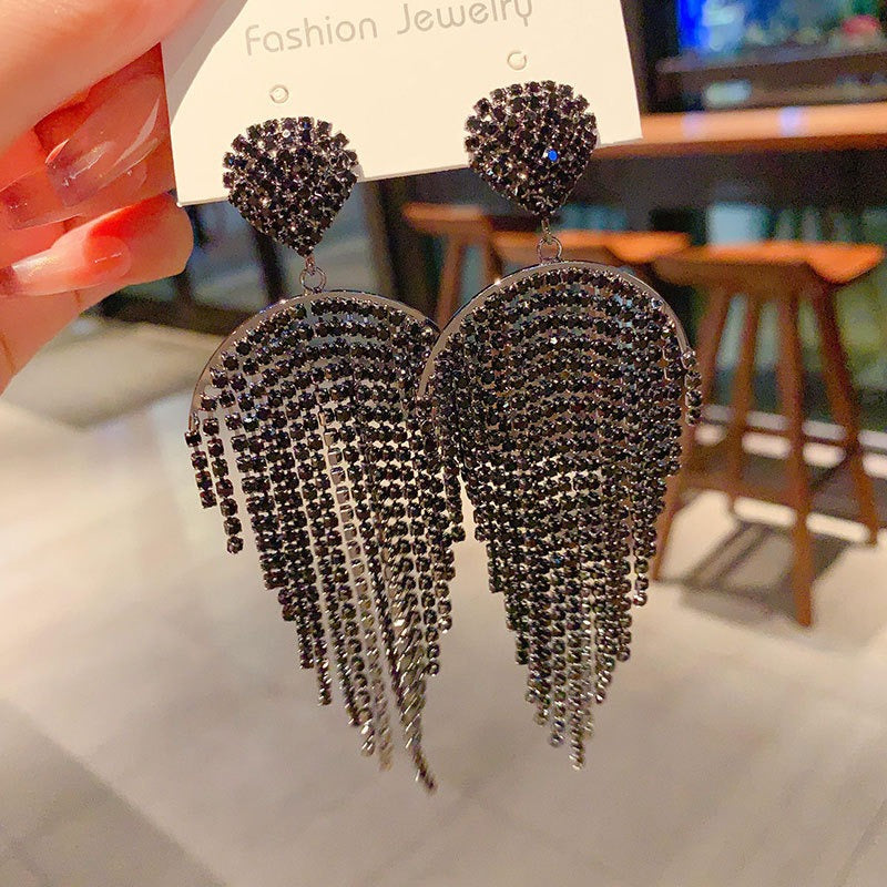 Linglang Dainty Sparkling Earrings Long Tassel Earrings Chic Dangle Earrings