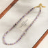 Linglang Purple Natural Stone Necklace Handmade Beaded Necklace Retro Chain Healing Crystal Choker Necklace