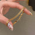 18K Gold Plated Flat Grid Bracelet Retro Bracelet Stack Adjustable Chain Bracelet Gold Jewelry for Women