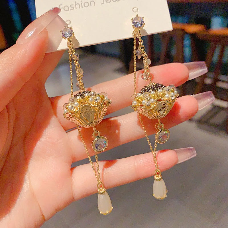 Handmade Boho Drop Earrings Beaded Dangle Earrings Pearl Jewelry