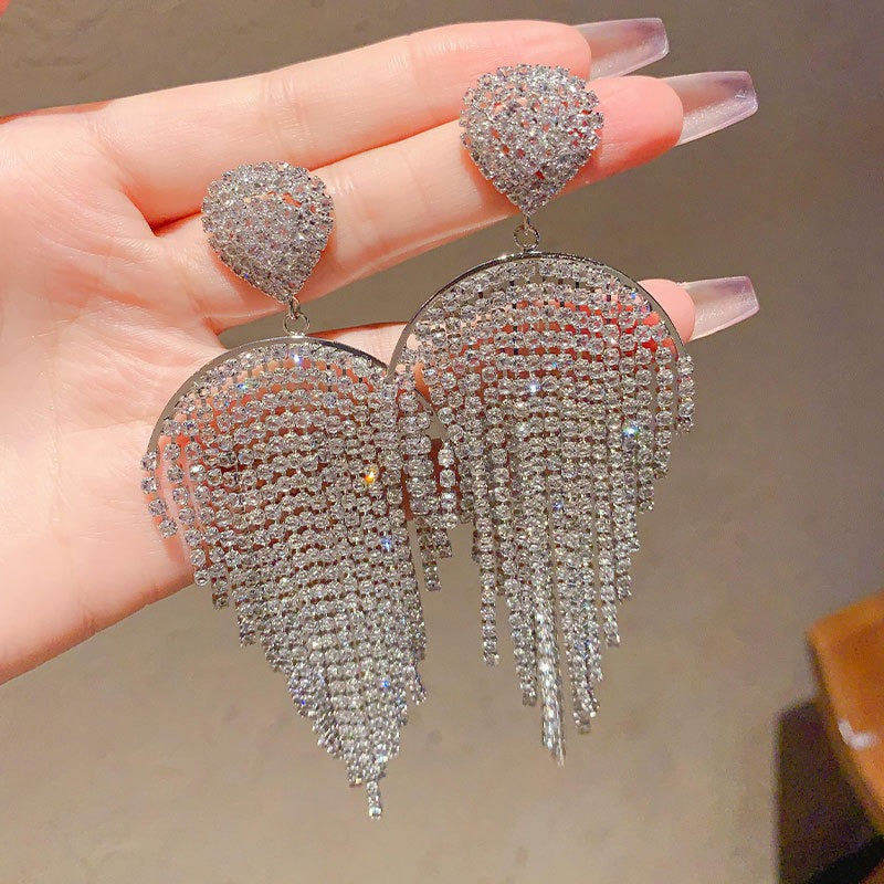 Linglang Dainty Sparkling Earrings Long Tassel Earrings Chic Dangle Earrings